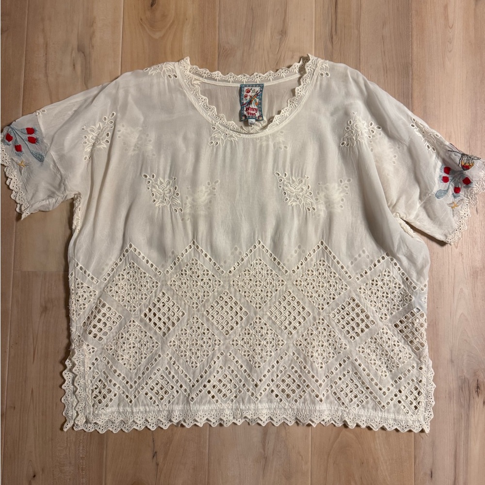 Johnny Was Verena Dolman Top in Natural Size Large